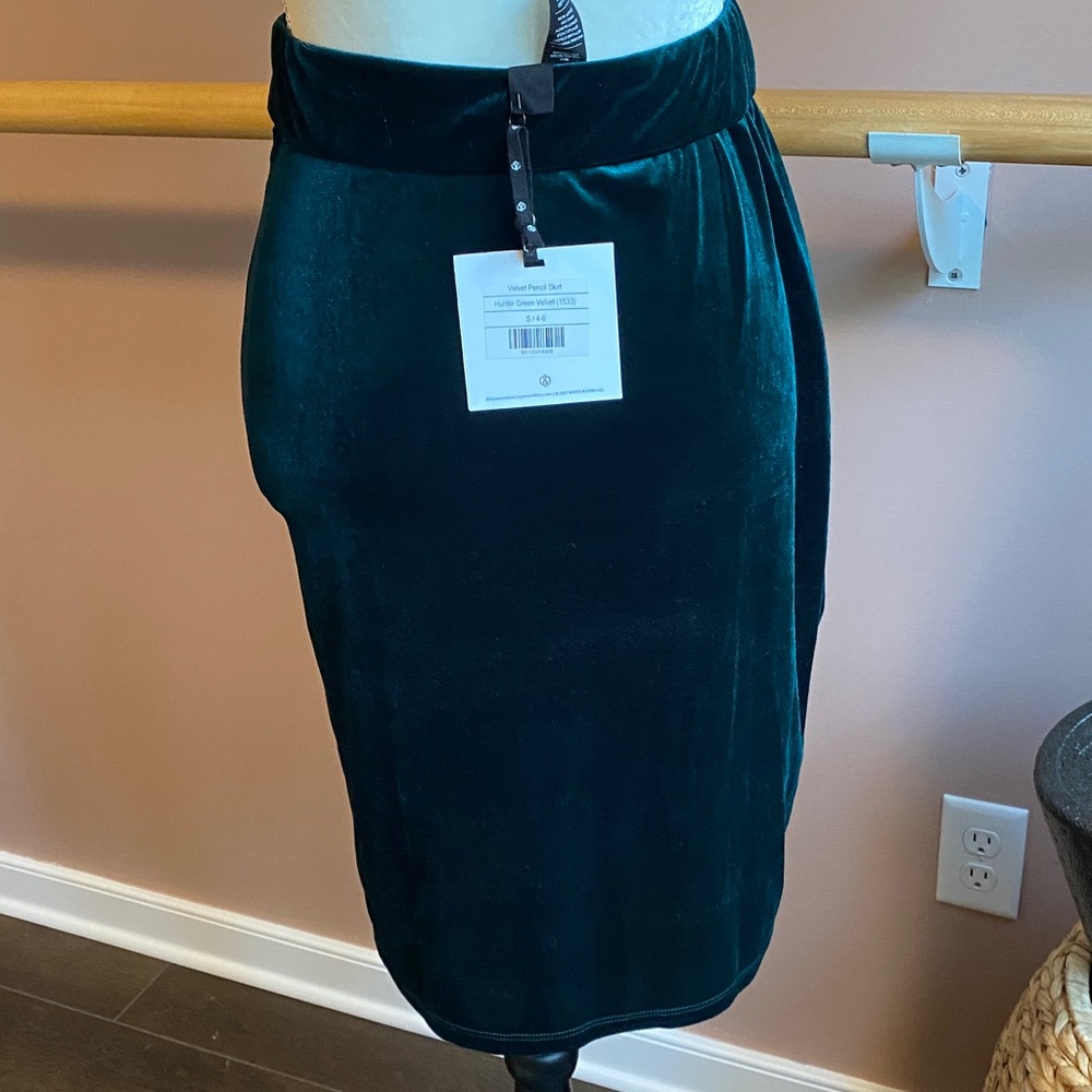 Agnes & Dora Green Velvet Pencil Skirt S - Picture 4 of 8